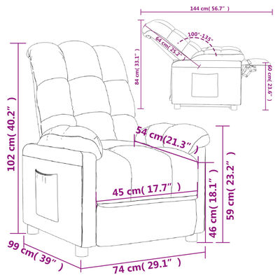 vidaXL atpūtas krēsls, atgāžams, brūns audums