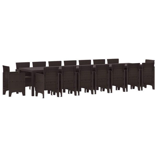 vidaXL Dārza ēdamkomplekts ar spilveniem ar spilvenu 17 pcs Brūna PP