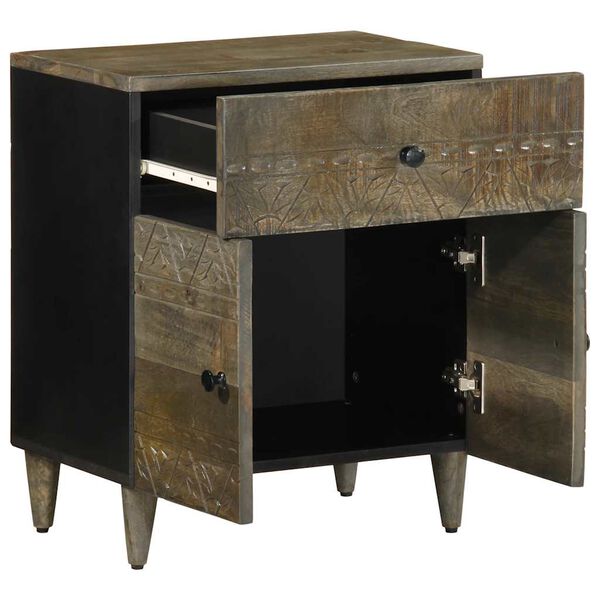 vidaXL naktsskapītis gai&scaron;i pelēks 50x33x60 cm masīvkoka mango