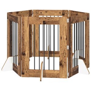 vidaXL Suņu vārti ar statīviem 6 pcs Vecs koks 60 x 80 cm