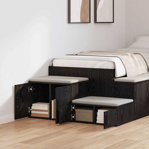 vidaXL Skapītis 2 pcs Melns ozolkoks 127 x 41 x 40 cm