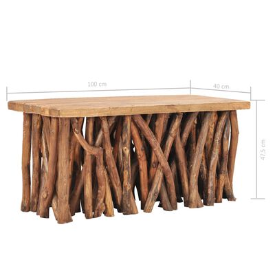 vidaXL kafijas galdiņš, 100x40x47,5 cm, pārstrādāts koks, tīkkoks
