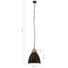 vidaXL griestu lampa, industriāla, melna, dzelzs, koks, 35 cm, E27