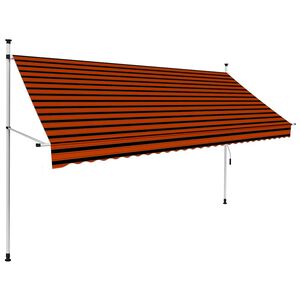 vidaXL izvelkama markīze, manuāla, 300 cm, oranža un brūna