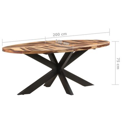 vidaXL virtuves galds, 200x100x75 cm, akācijas koks ar rožkoka apdari