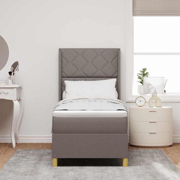 vidaXL Kastītes atsperu gulta Pelēkbrūna 140 x 200 cm audums