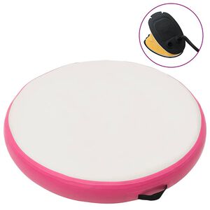 vidaXL piepū&scaron;ams vingro&scaron;anas matracis ar pumpi, 100x100x10cm, rozā PVC
