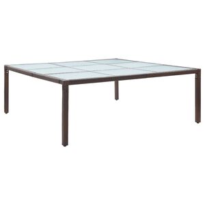 vidaXL dārza galds, 200x200x74 cm, brūna PE rotangpalma