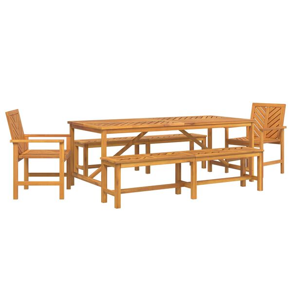 vidaXL Dārza ēdamgalds 5 pcs Brūna Cietā akācijas koks