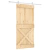 vidaXL Slīdo&scaron;ās durvis Dabisks un balts 95 x 210 cm Cieta priedes koks