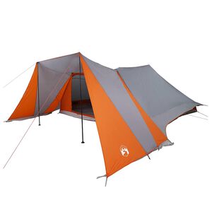 vidaXL Tipi telts 12 personai Pelēka un oranža tafta