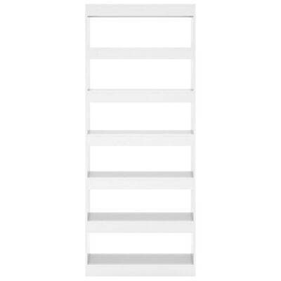 vidaXL grāmatu plaukts, spīdīgi balts, 80x30x198 cm, skaidu plāksne