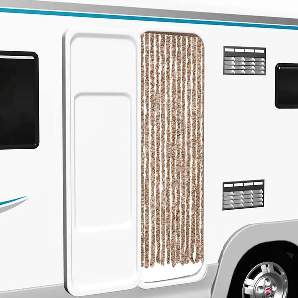 vidaXL kukaiņu aizkars, bē&scaron;s un tum&scaron;i brūns, 56x200 cm, &scaron;enils