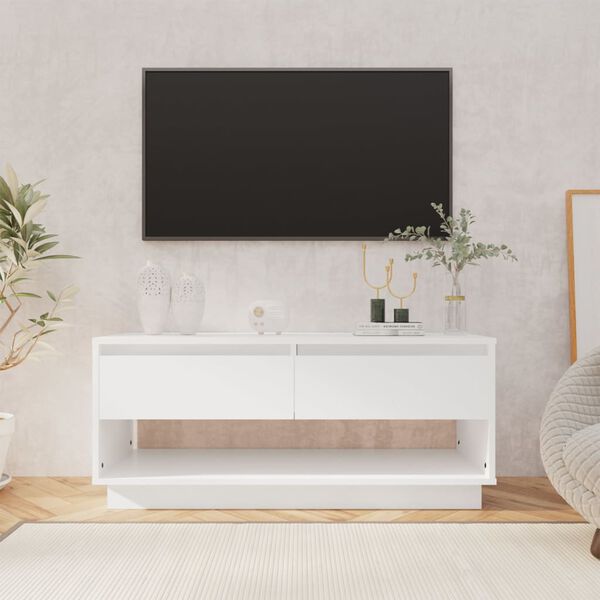 vidaXL TV skapītis, balts, 102x41x44 cm, inženierijas koks