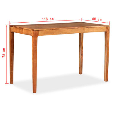 vidaXL virtuves galds, 118x60x76 cm, masīvkoks
