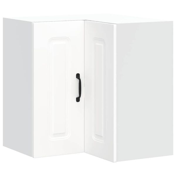 vidaXL virtuves sienas stūra skapis "Kalmar" balts inženierijas koks