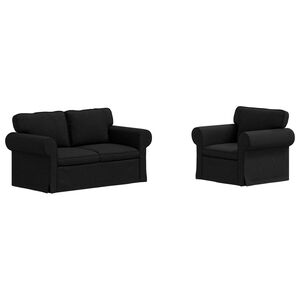 vidaXL Dīvānu komplekts 2 pcs Melna 155 x 82 x 80 cm audums