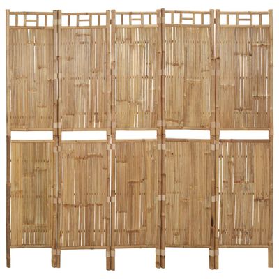 vidaXL 5-paneļu istabas aizslietnis, bambuss, 200x180 cm