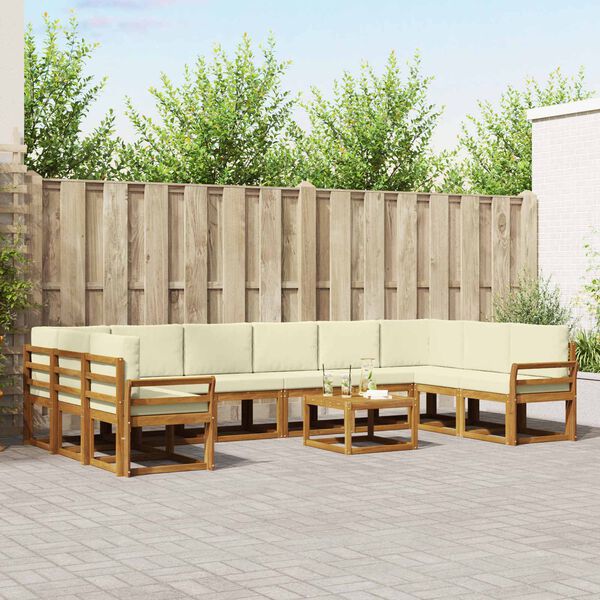 vidaXL Āra dīvānu komplekts ar spilvenu 11 pcs Dabisks un krējuma