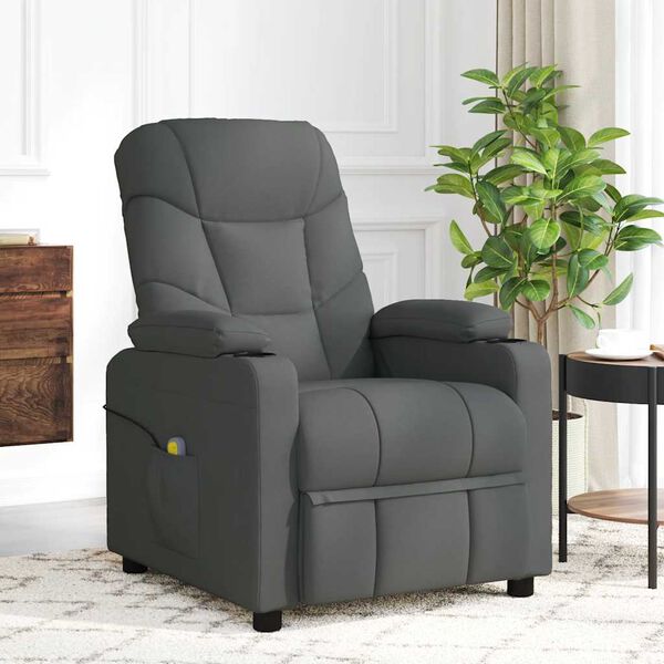 vidaXL atpūtas krēsls, atgāžams, tum&scaron;i pelēks audums
