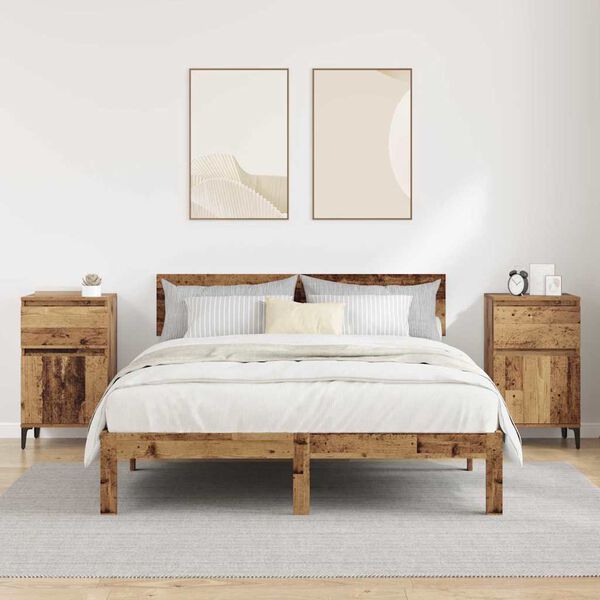 vidaXL Nakts skapītis ar atvilktni 2 pcs Vecs koks 40 x 35 x 70 cm