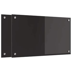 vidaXL Virtuves aizsargpaneļi 2 gab. Melns 70 x 40 cm rūdīts stikls