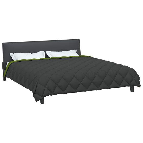 vidaXL Ziemas gultas sega Zaļ&scaron; un antracīts 220 x 260 cm Mikro&scaron;ķiedra