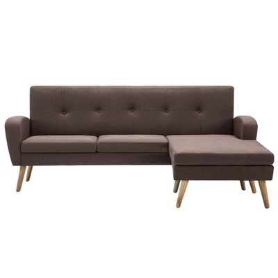 vidaXL stūra dīvāns, brūns, 186x136x79 cm, auduma apdare