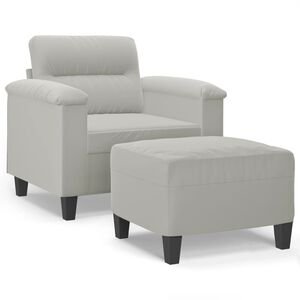 vidaXL atpūtas krēsls ar kājsoliņu, 60 cm, pelēks mikro&scaron;ķiedras audums
