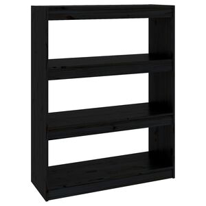vidaXL grāmatu plaukts, melns, 80x30x103,5 cm, priedes masīvkoks