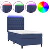 vidaXL atsperu gulta ar matraci, LED, zils audums, 90x200 cm