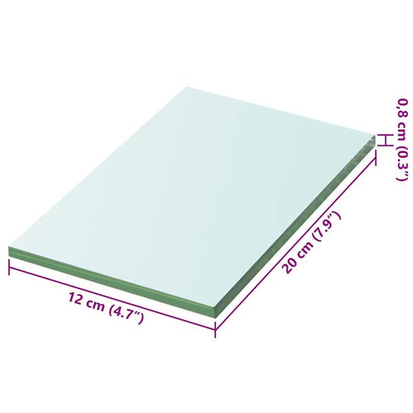 vidaXL sienas plaukts, 20x12 cm, caurspīdīgs stikls