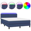 vidaXL atsperu gulta ar matraci, LED, zils audums, 140x190 cm