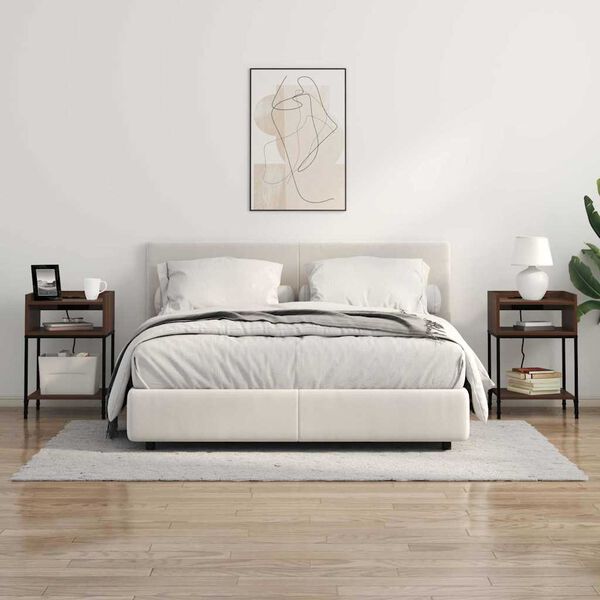 vidaXL Nakts skapītis ar plauktu 2 pcs Brūns ozols 40 x 40 x 61 cm