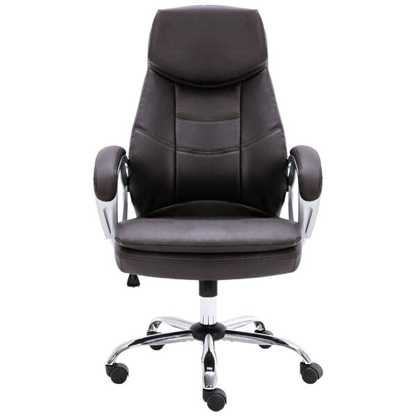 vidaXL biroja krēsls, brūna dabīgā āda