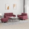vidaXL trīsdaļīgs dīvānu komplekts ar spilveniem, vīnsarkans audums