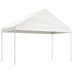 vidaXL nojume ar jumtu, balta, 4,08x2,23x3,22 m , polietilēns