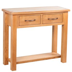 vidaXL konsoles galds ar 2 atvilktnēm, 83x30x73 cm, ozola masīvkoks