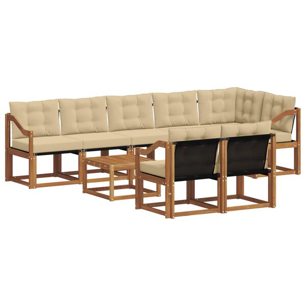 vidaXL Āra dīvānu komplekts ar spilvenu 9 pcs Dabisks un bē&scaron;s