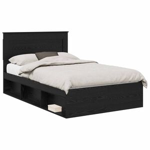 vidaXL Gultas rāmis Melns ozols 120 x 190 cm Inženierijas koks