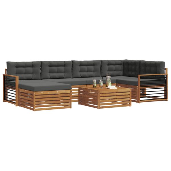 vidaXL Āra dīvānu komplekts ar spilvenu 7 pcs Dabisks un antracīts