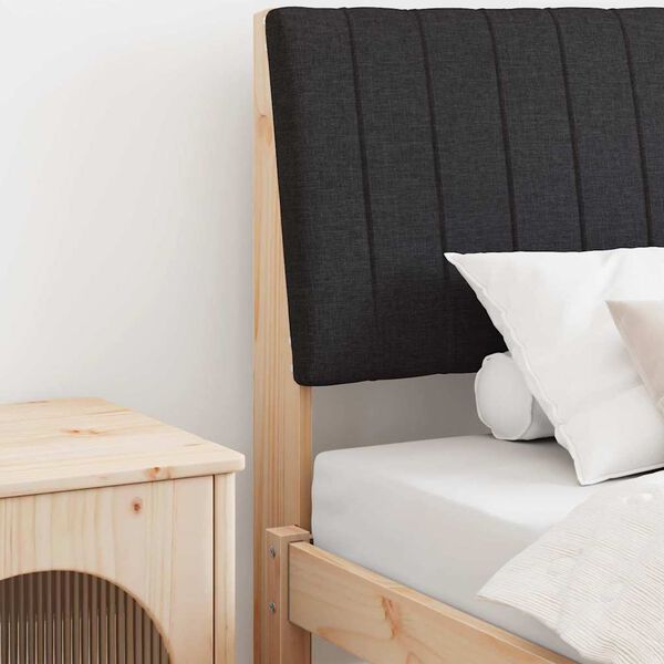 vidaXL Mīkstināts gultas galvgalis Melna 100 cm Ciets priedes koks