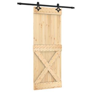 vidaXL Slīdo&scaron;ās durvis 80 x 210 cm Cieta priedes koks (neapstrādāts)