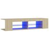 vidaXL TV galdiņ&scaron; ar LED lampiņām, 135x39x30 cm, ozolkoka krāsā
