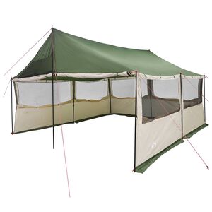 vidaXL Ģimenes telts Zaļa 450 x 400 x 265 cm Poliesters un tērauds