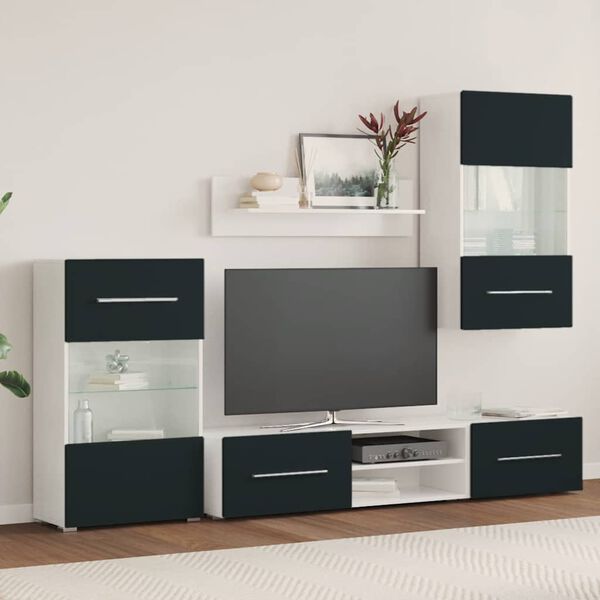 vidaXL 5daļiņu televizoru bloki ar LED matēts indigo inženierijas koks