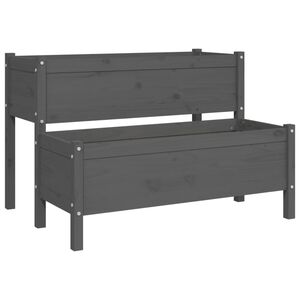 vidaXL puķu kaste, pelēka, 110x84x75 cm, priedes masīvkoks