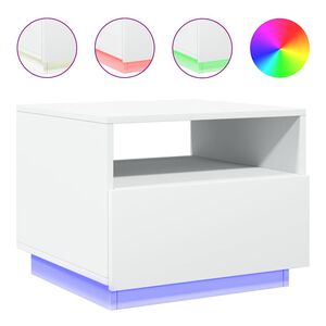 vidaXL kafijas galdiņ&scaron; ar LED, balts, 50x49x40 cm