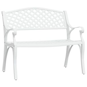 vidaXL dārza sols, 102 cm, liets alumīnijs, balts