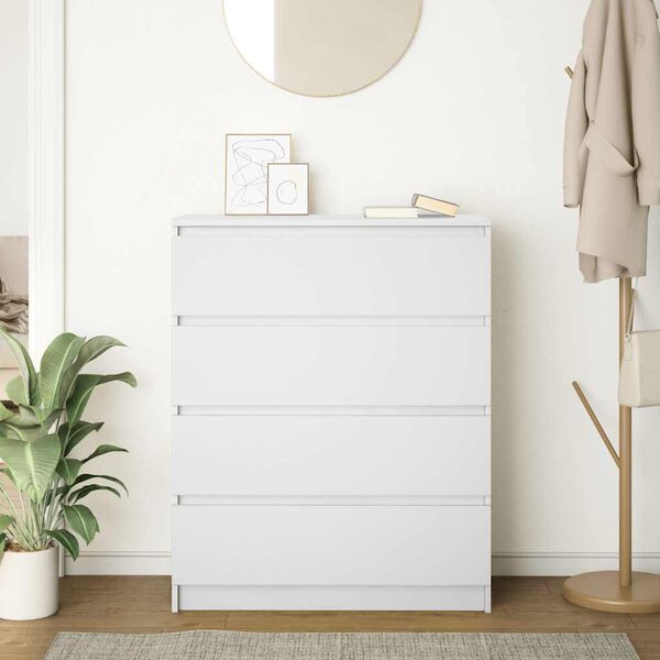 vidaXL kumode, balta, 80x35x99 cm, inženierijas koks